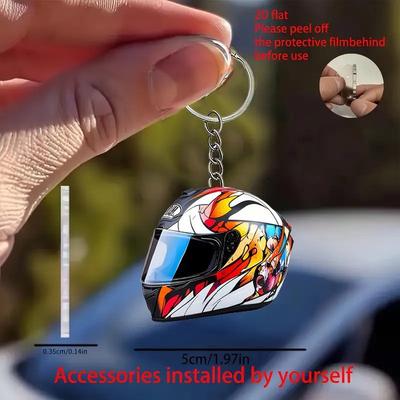 Keychain Helmet 2D Flat Fashion Stereo Motorcycle Helmets Safety Auto Bag Car Key Ring KeyChain Gift Jewelry