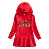 Ruffle Cartoon Rainbow Hoodie Dress - Girls' Long Sleeve Princess Style