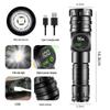High-Power Rechargeable White Laser Flashlight with Digital Display for Outdoor Use