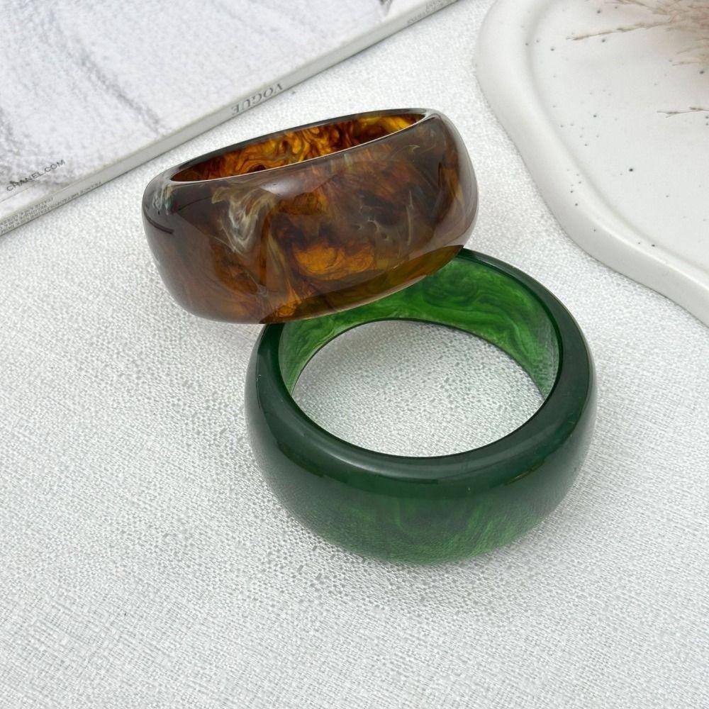 Green Chunky Bangles Irregular Women Bangles Vintage Resin Bracelets  Gifts