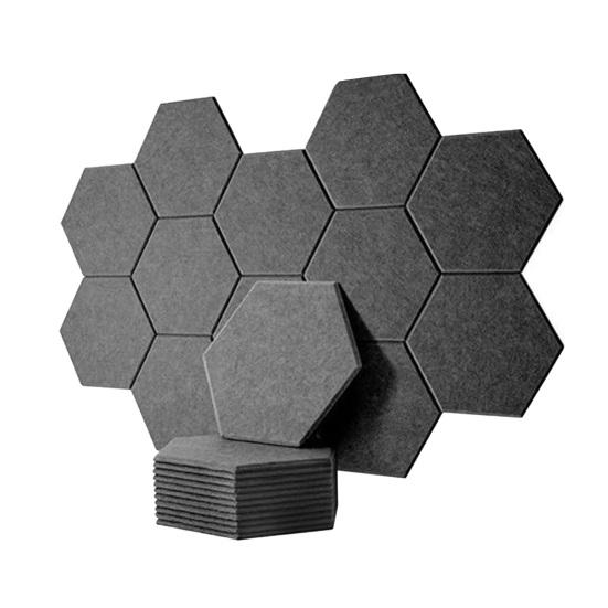 12Pcs Hexagon Soundproof Wall Panel Self-Adhesive Sound Absorbing High Density Thick Acoustic Foam Panel Home Studio Noise Reduction Wall Panel