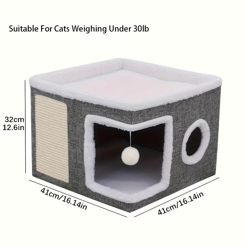 Luxury Cat Tree Bed with Scratching Post - Dual-Level 4-Season Pet Furniture, Organic Bamboo Base & Orthopedic Cushion