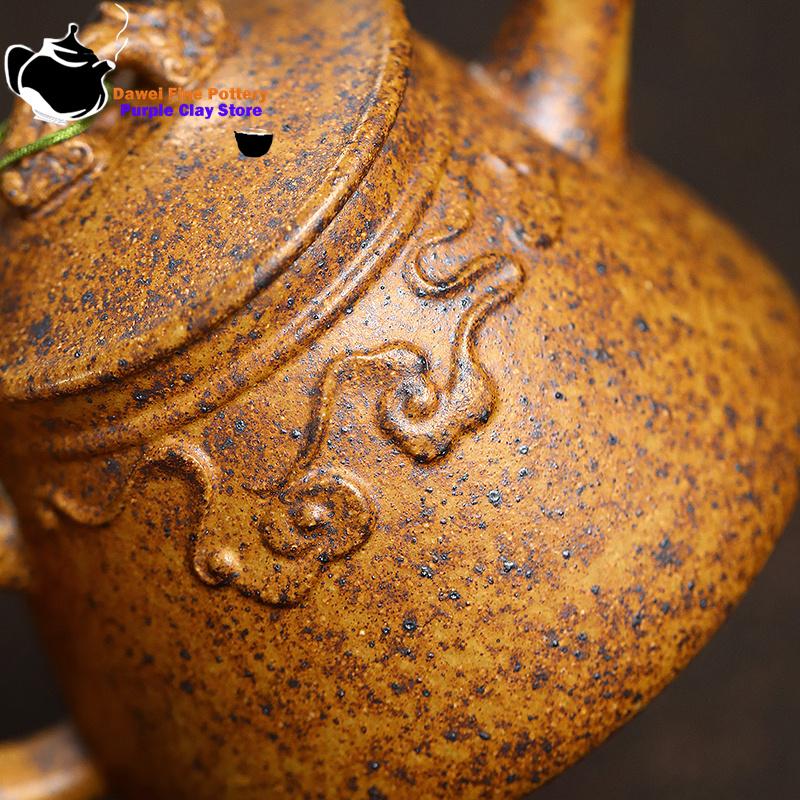 Yixing purple clay teapot raw ore keel gold sand Ruyi dragon ladle teapot Kung Fu Chinese tea set