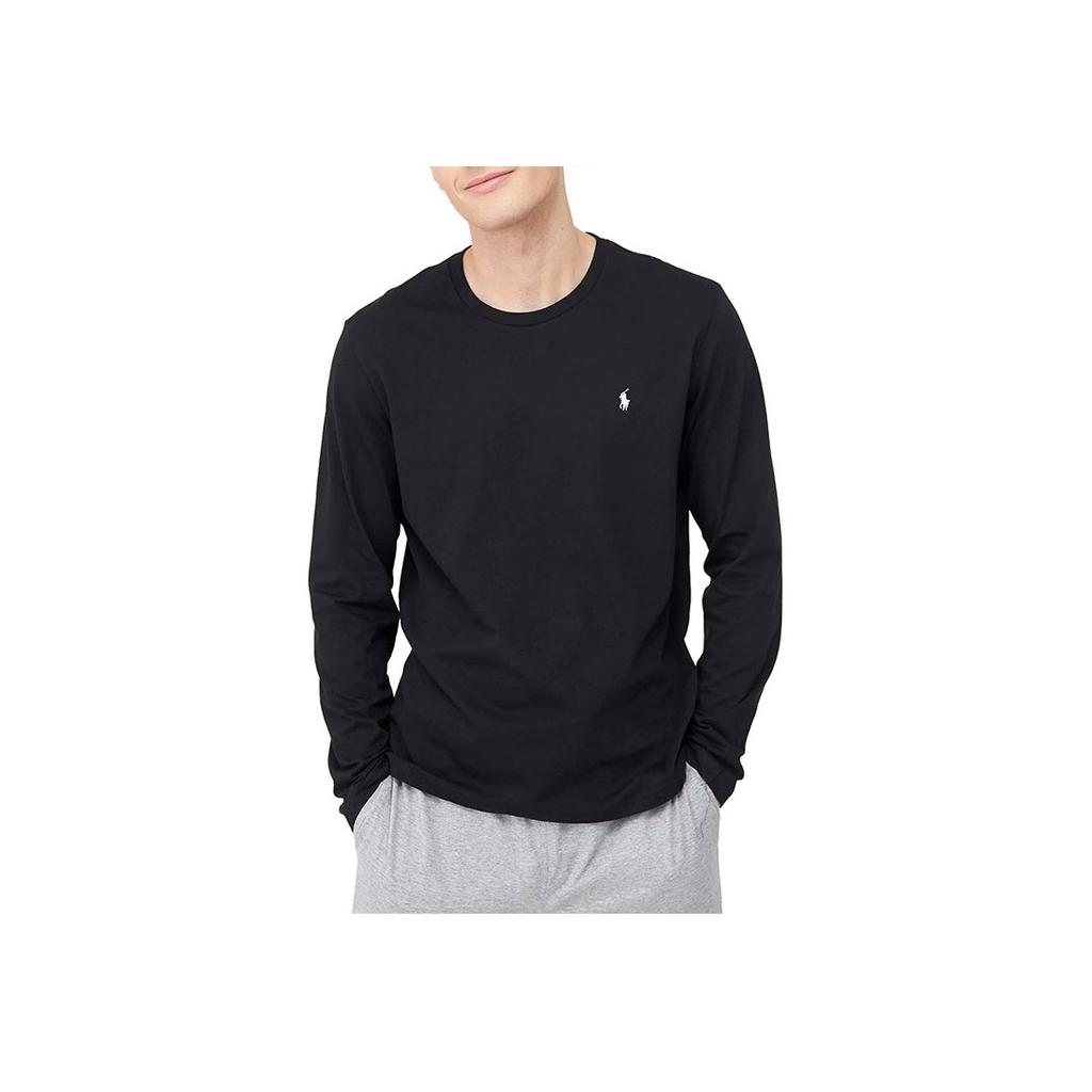 Polo Ralph Lauren SS22 Solid Color Logo Embroidered Crew Neck Long Sleeve T-Shirt Men T-Shirts Black 714844759-001