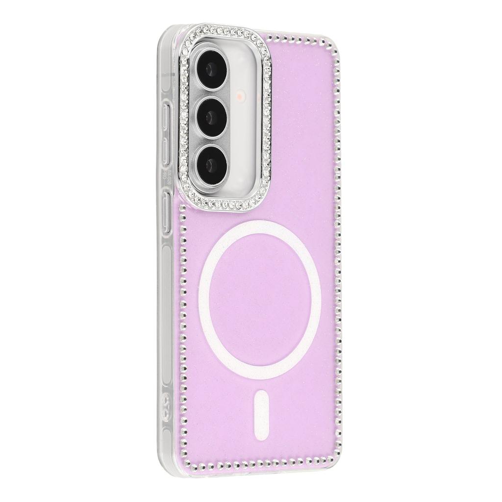 For Samsung Galaxy S26 Pro / S26 Magnetic Case Rhinestone Edge Glitter Back TPU + PC IMD Phone Cover