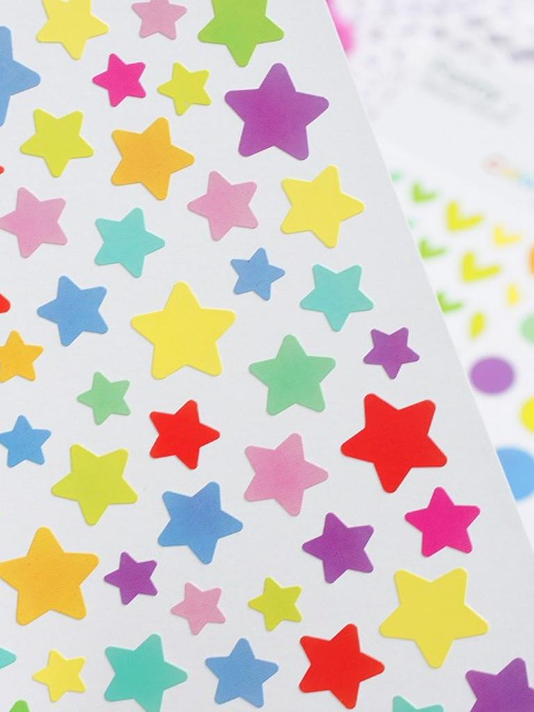 6pcs/12pcs/18pcs Children Stationery Random Color Star Stickers, Handmade DIY Photo Album Decoration Accessories Planner Sticker Back To School