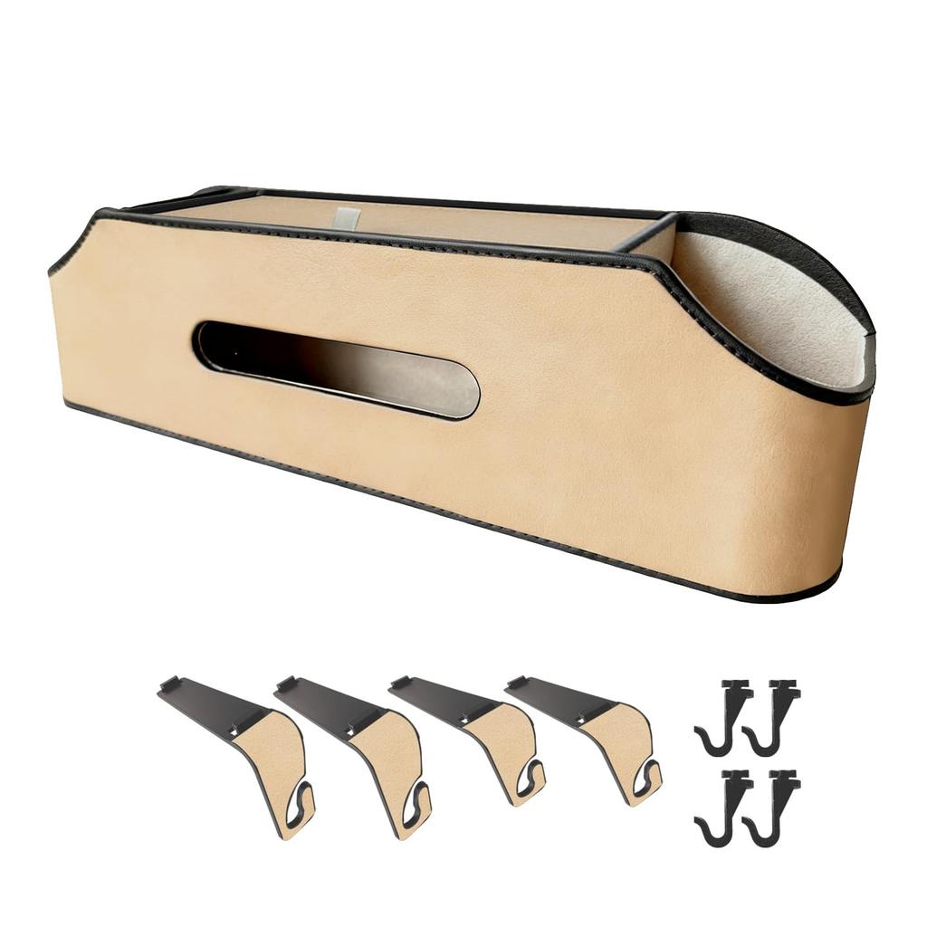Stylish Car Tissue Seatback Storage Box with Drink Car Backseat Double Cup Car Storage Tissue PU Leather Box, Holder, Multi-functional Storage,
