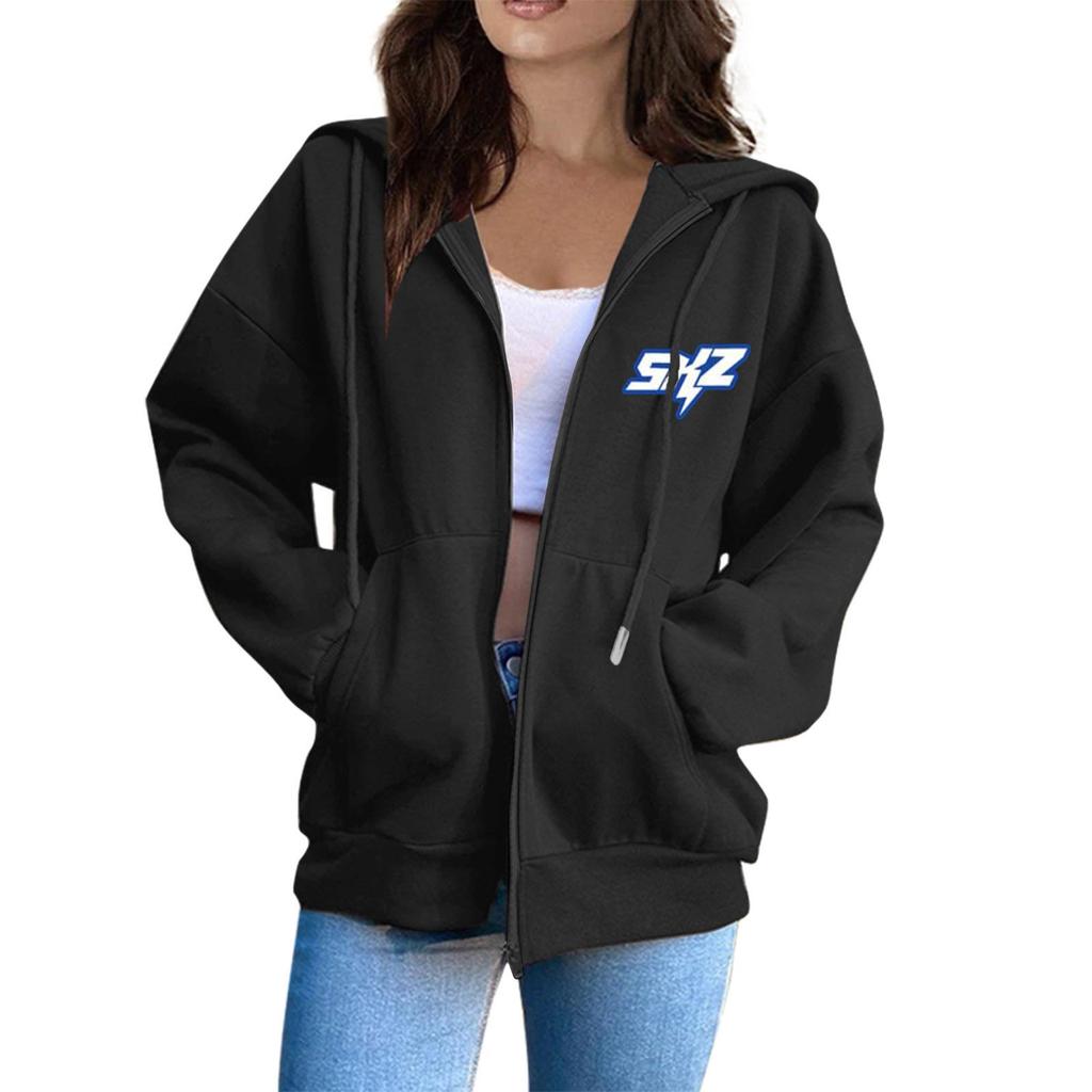 Women's Casual Fashion Printed Long Sleeve Zipper Hooded Sweatshirt