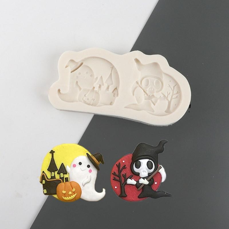 Cartoon Halloween Fondant Chocolate Mold Cake Decorating Tools Skull Bat Tombstone Baking Silicone Mold Easy to Clean