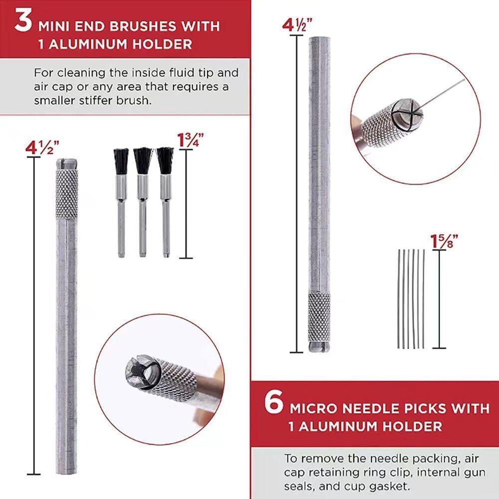 Pneumatische Spritzpistolen-Reinigungsset Reinigungsbürste 22-teiliges Set Wartungswerkzeugsatz Bürste Reinigungsöl Professionelles Set