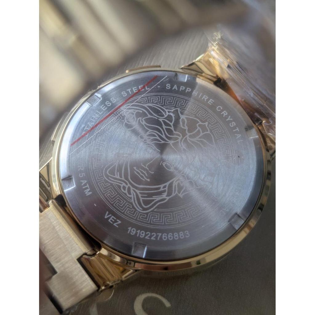 Used VERSACE GRECA LOGO CHRONO Watch VEZ900421 Men's Gold Versace Chronograph Watch