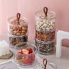 Practical Plastic Food Storage Box Round Clear Nut Coffee Bean Jar Keep Fresh with Lid Cereal Grain Organizer for Home
