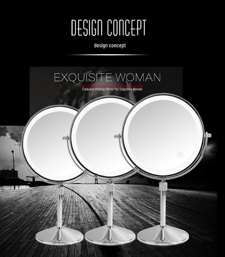 8" Double-Sided LED Lighted Makeup Mirror with Adjustable Height and Magnification
