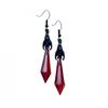 Gothic Black Bat Earrings with Red Teardrop