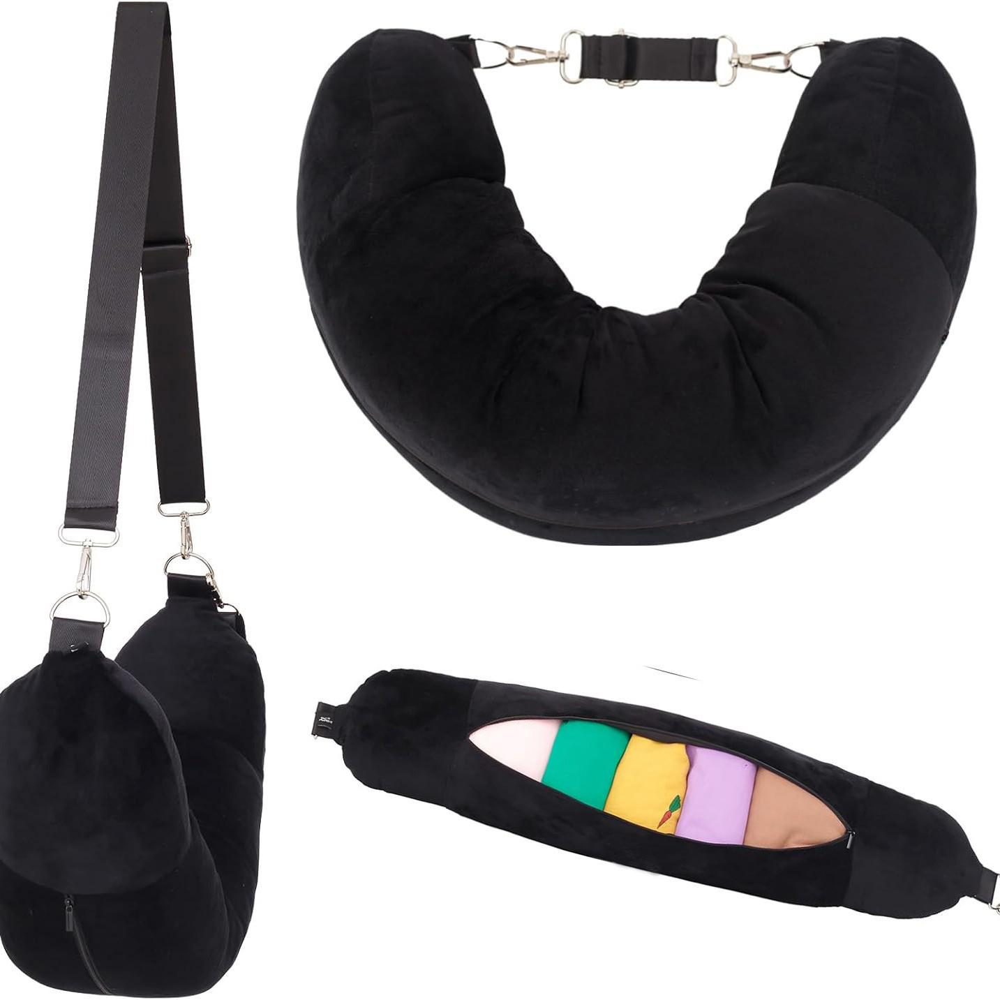 

Багатоцільова надувна подушка для подорожей на шию U-подібної форми з вибухозахищеною блискавкою та сумкою для зберігання 20cm x 80cm чорний