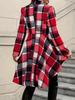 Elegant High-Low Plaid Button-Front Jacket with Flare Sleeves (2025)