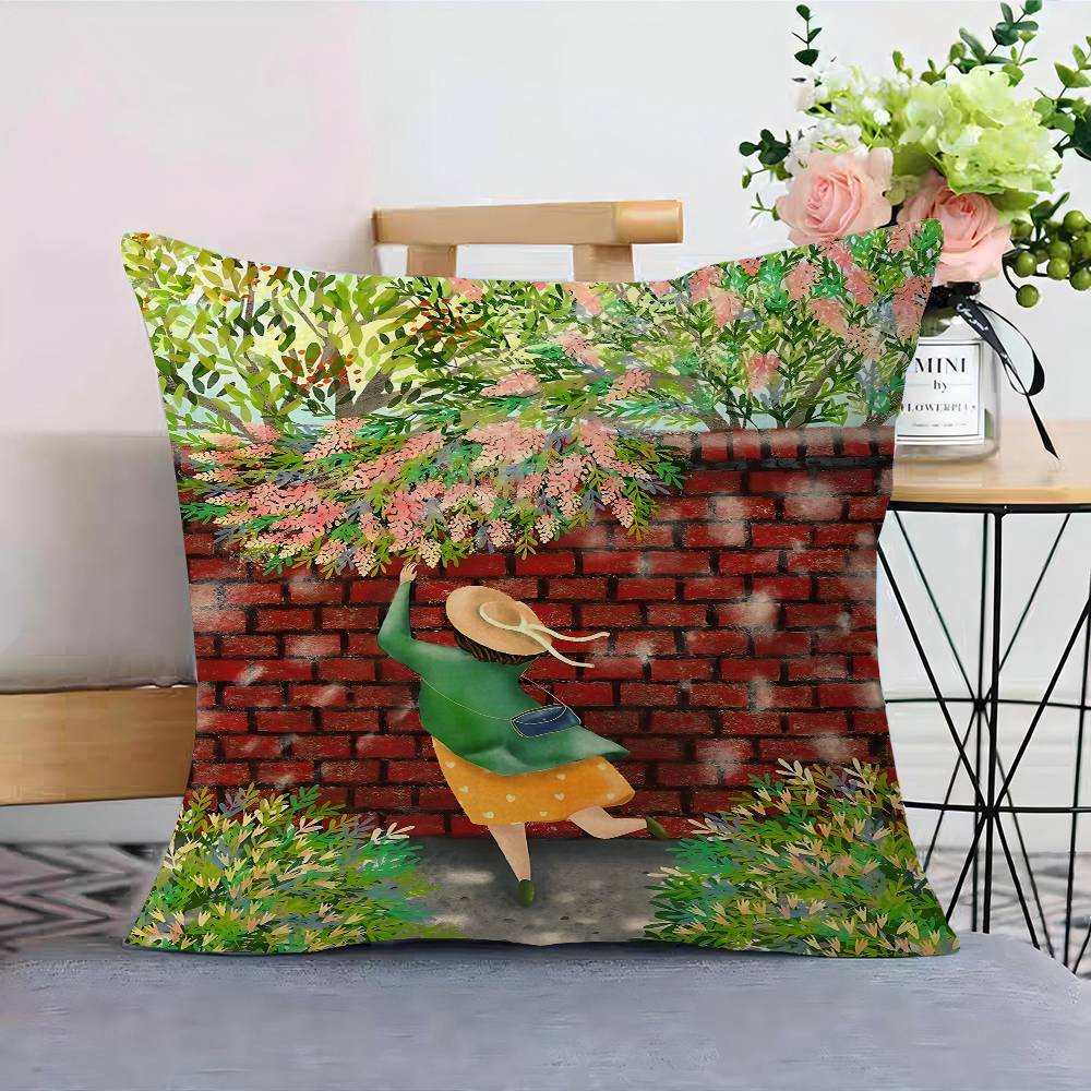 Scenery Painting Art Movie Sticky Personalized Pillow Dust Cover Bedroom Kids Party Decoration Pillowcase Birthday Children Gift