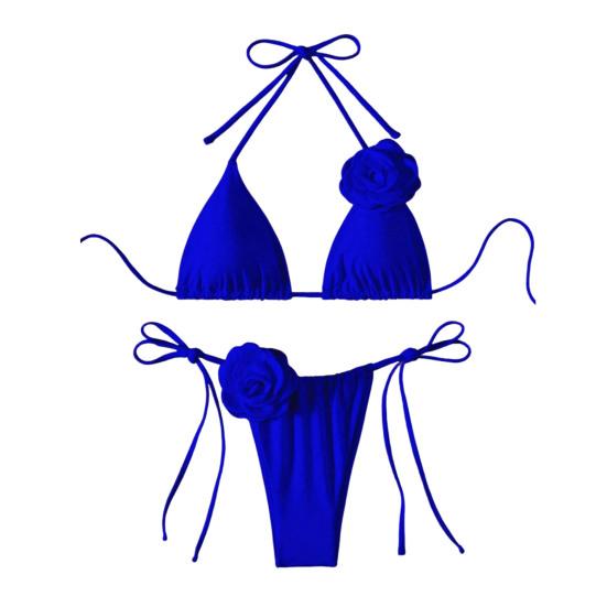 Set Bikini da Donna 2 Pezzi Allacciato al Collo Imbottito Slip da Bagno Set Fiore 3D