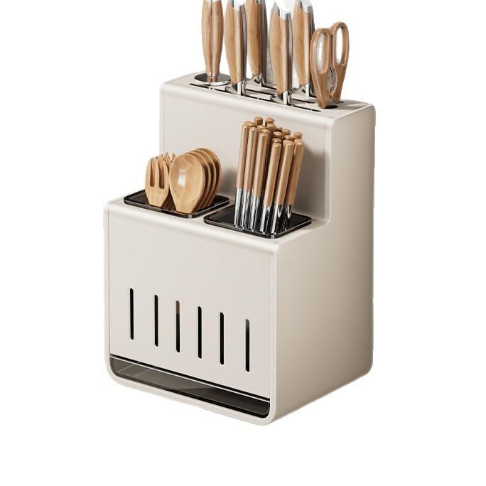 Knife Holder Kitchen Rack Wall-mounted High-value Kitchen Knives Chopsticks Cartridge Integrated Multi-functional Storage Rack
