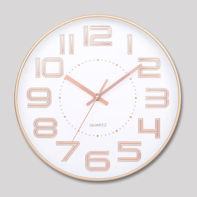 12 Inch 30CM Silent Wall Clock, Creative and Fashionable, Three-dimensional Digital Minimalist Clock for Home Living Room