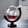 850ML Creative Globe Decanter Set with Lead-free Carafe Exquisite Wood-stand and 2 Glasses Whiskey Decanter Globe Grade Gift