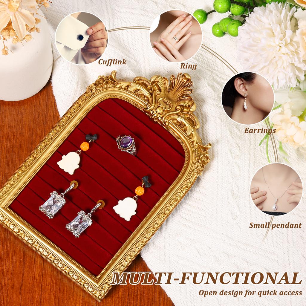 Vintage Jewelry Storage Shelf Velvet Earring Ring Shelves Jewelry Frame Display Shelves Home Wedding Decoration Display Cabinet
