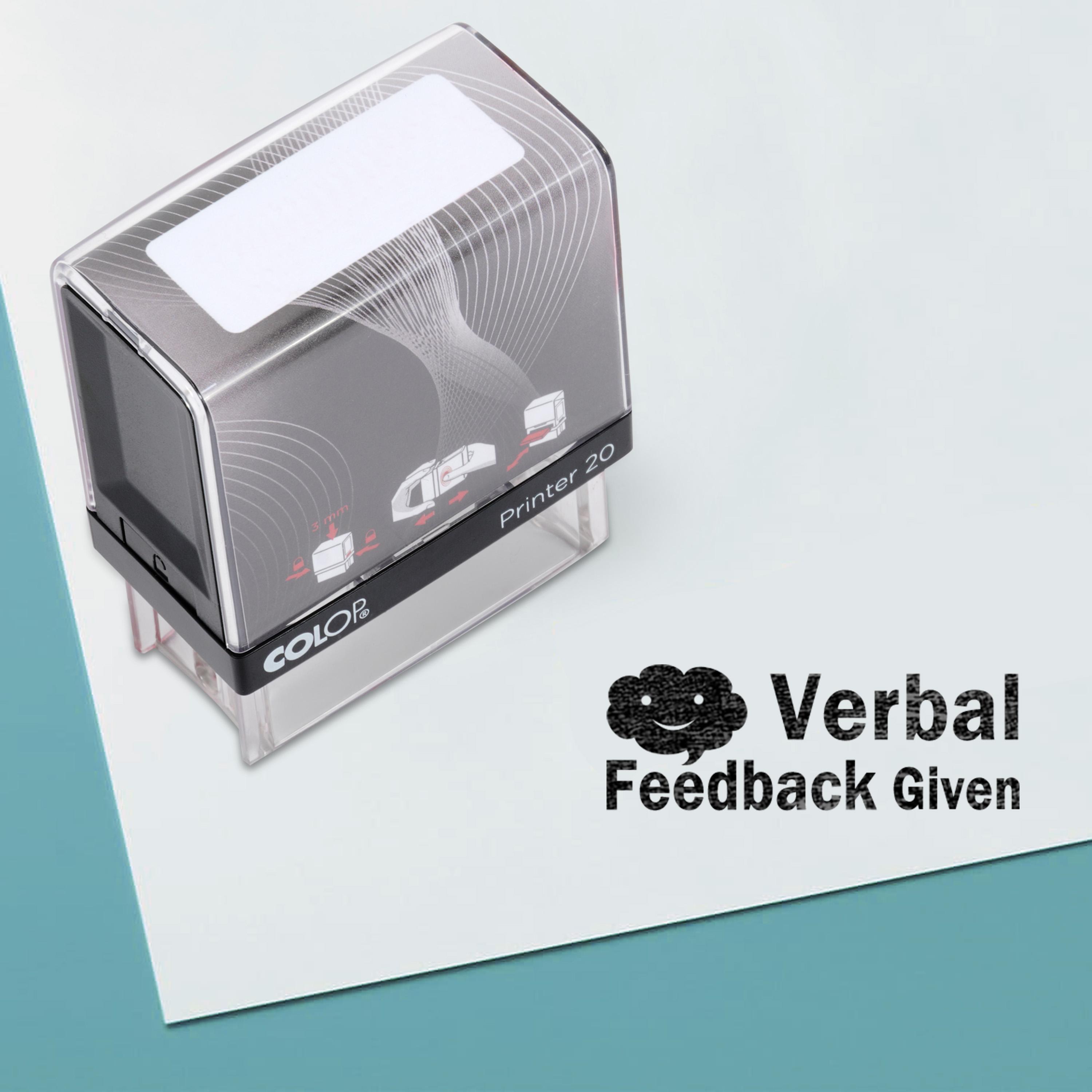

Verbal Feedback Given Self Inking Rubber Stamp Custom Colop Office Stationary P20 Mini Stamper 14 mm x 38 mm чорний