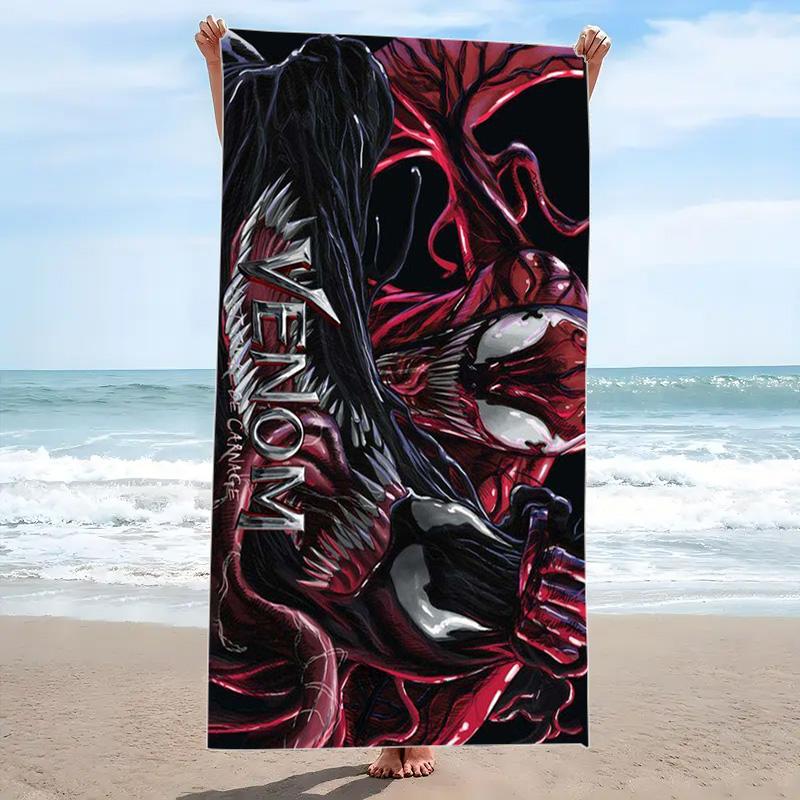 Black-Venom Print Beach Towel, Large Soft Quick Dry Towel for Beach Camping Swimming