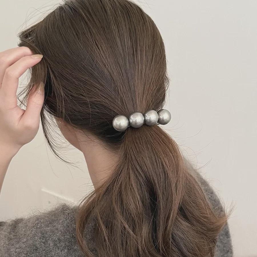 Elegant Large Pearl Hairpin: Stylish Spring Clip & Three-Dimensional Side Clip Accessory