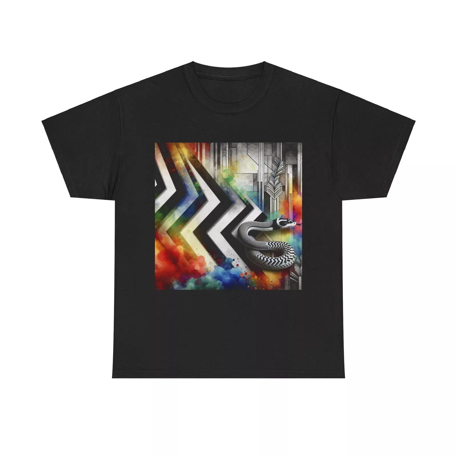 Unisex Adult T Shirt Vibrant Chevron Snake Art Deco Illustration Serpent 4XL