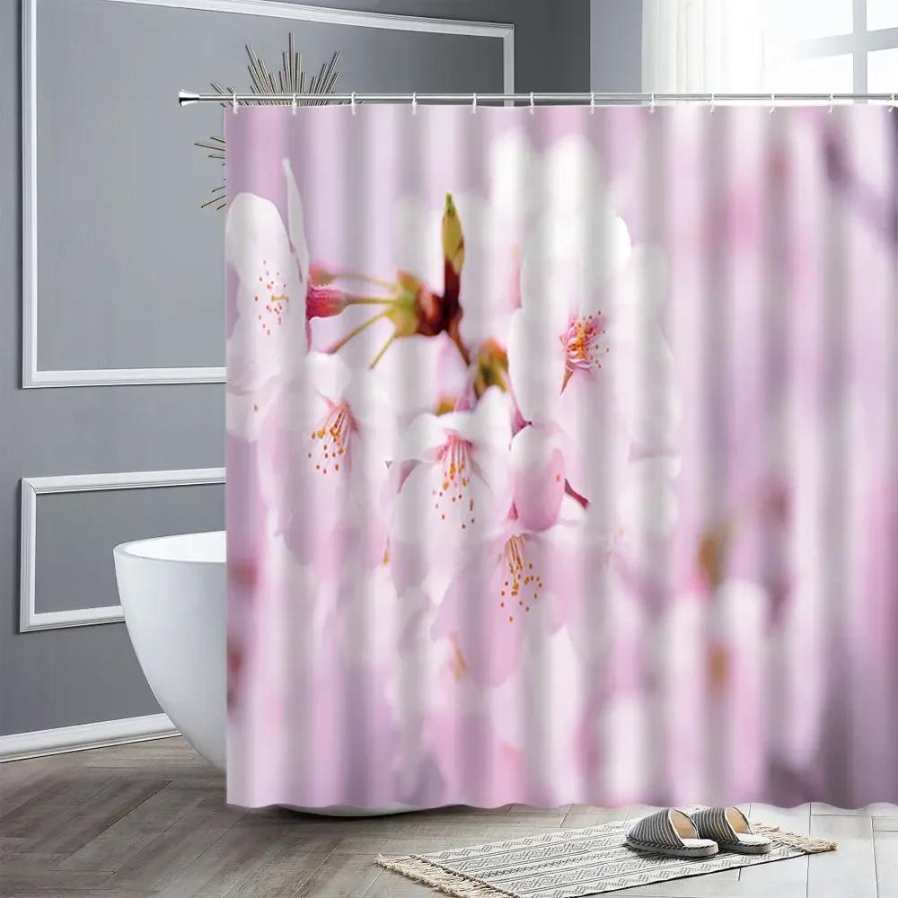Duschvorhang Garten Bunte Blumen Natürliche Landschaft 3D Wasserdichtes Gewebe Badezimmer Vorhänge Badezimmer Zubehör Badezimmer Dekor
