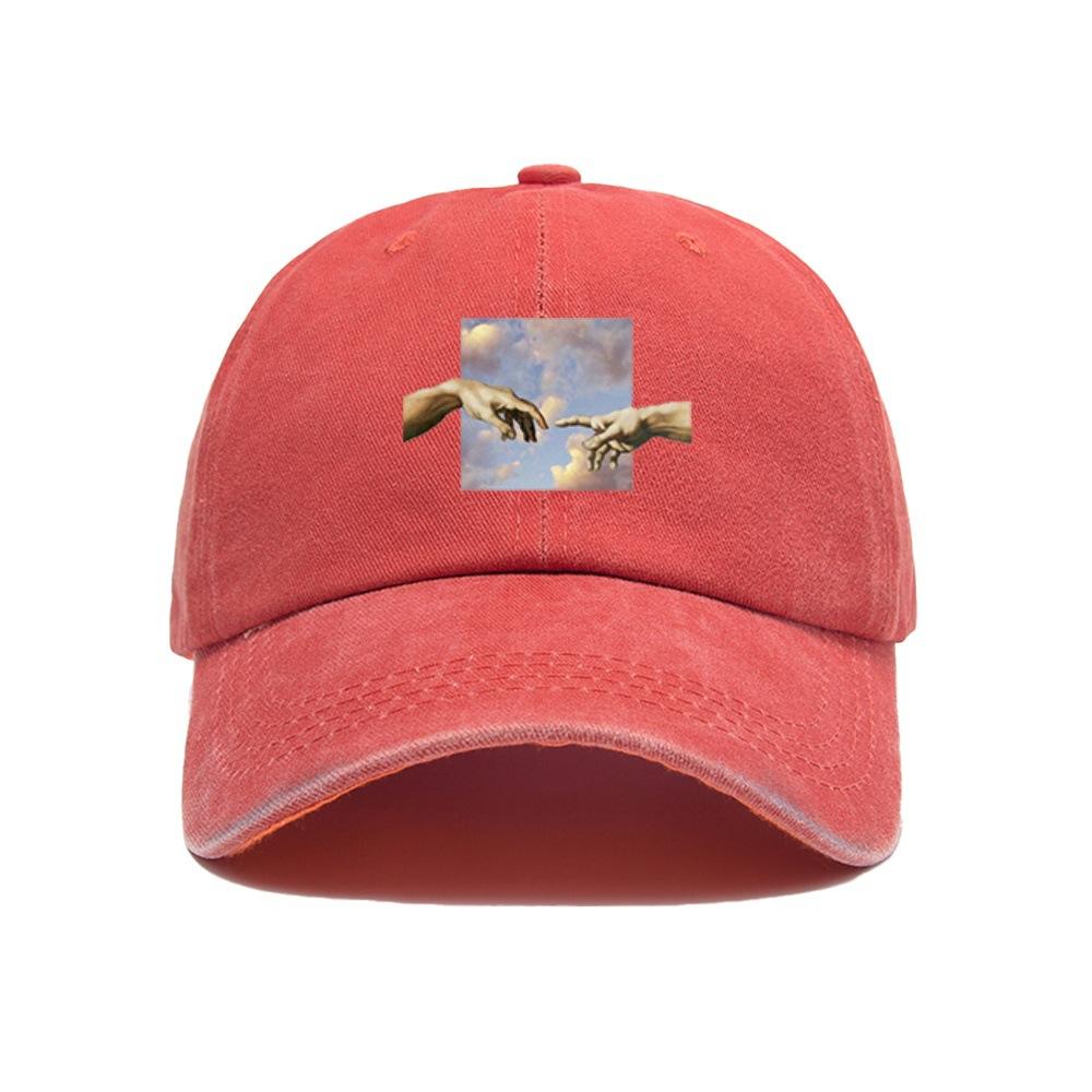 Hand in Hand Oil Painting Retro Baseball Hat Men's and Women's Fashion Versatile Curved Eaves Sunscreen Hat