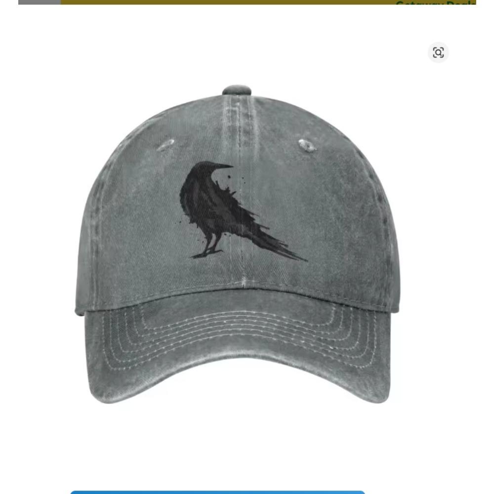Vintage Crow Raven Black Bird Retro Vtipné dárky Baseballové čepice pro muže a ženy Kovbojský klobouk Trucker Klobouk Sluneční klobouky