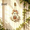 Rustic Harvest Wall Art Cute Bow Ghost Hanging Sign, Retro Floral Door Sign with Pumpkin Halloween Party Background Decor Basket, Vintage Wooden