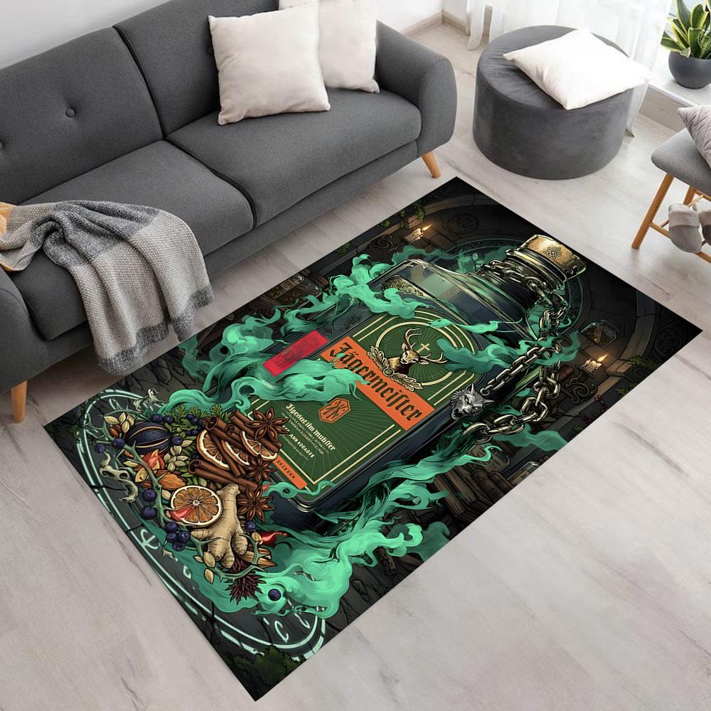 Electric Jägermeister Bottle Floor Mat Perfect for Dining Room Kitchen Balcony Foyer Antislip Carpet Anime Office Decor Gift for Festivals