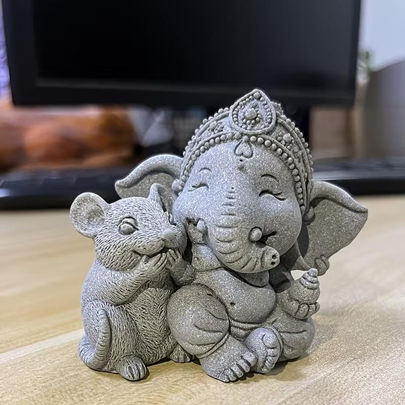 1Pc Elephant Statue With Hands Clasped In Prayer Position, A Guardian Elephant Statue, For Home Decoration.