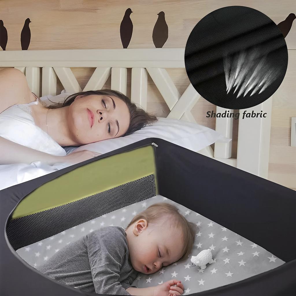 Baby Bed Cover Blackout Crib Canopy Cover Breathable Stretchable Portable Baby Bed Blackout Tent Safety Compact Sunshade Travel