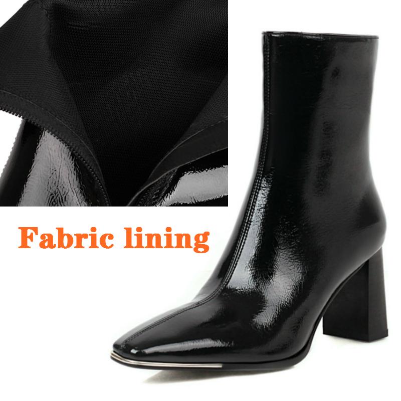 Elegant Women's Ankle Boots New Autumn Winter Short Boots For Women Sexy Square Black Heeled Party Footwear Shoes Large Size 48