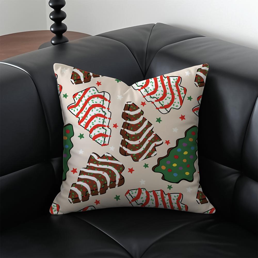 CChristmas Tree Cushion Cover Pillow Case Antidustmite Invisible Zipper Silky Plush Cushion