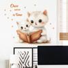 Cute Cartoon Cat Mother and Baby Bedtime Story Wall Stickers, Self-Adhesive Decor for Kids Room Bedroom Kindergarten Decoration