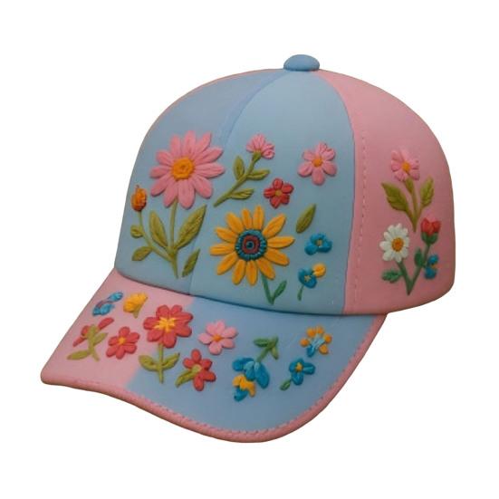 

Baseball Hat Embroidery Flower Pattern 3D Printing Retro Sun Protection Summer Cap Hiking Outings Traveling Headwear