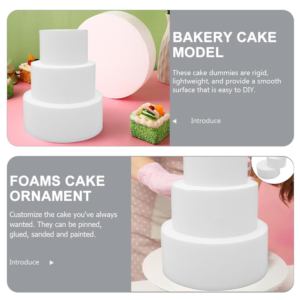 4 Pcs Cake 10 8 6 for Display Polystyrene Round 5 Deep Foams Decor Adornment Ornament Dummies Props Window