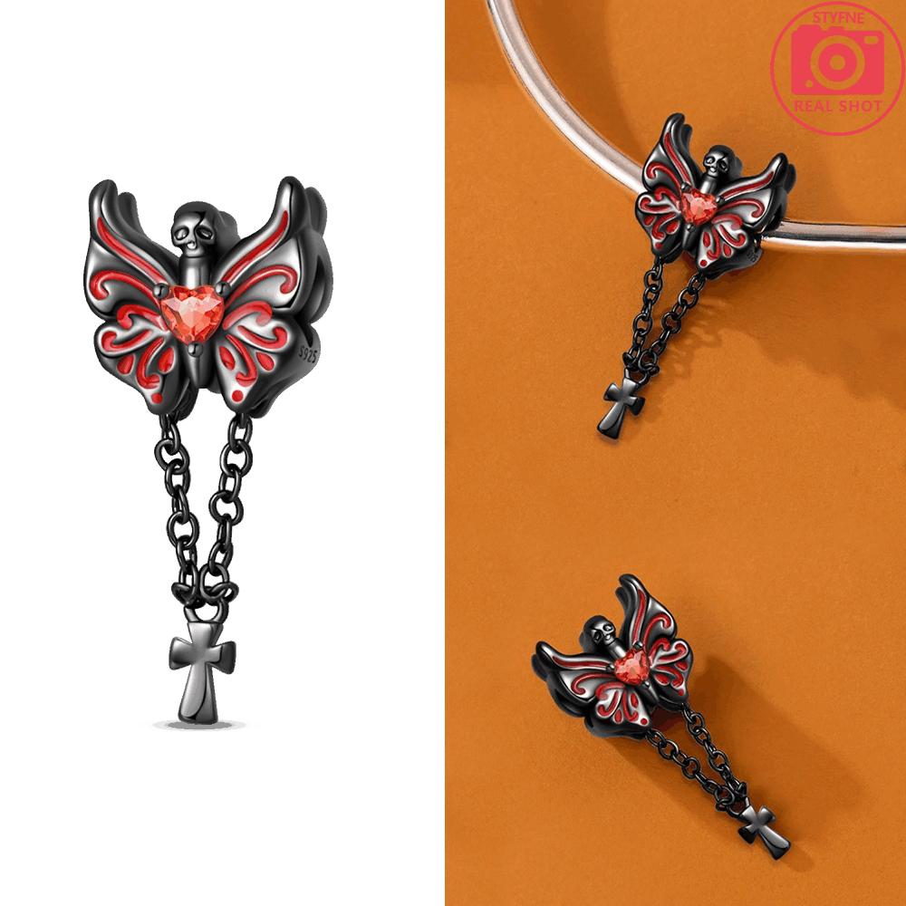 Original Black Butterfly Pendant Copper Skull Glowing Pumpkin Red Ghost Hat Beads Fit Bracelet Women Jewelry Fine Gift Diy