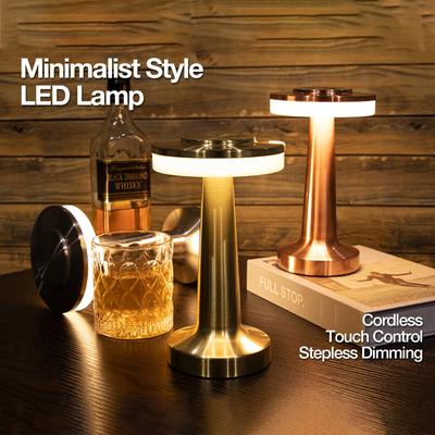 New Cordless Desk Lamp with 3 Color Adjustable TemperaturesTouch Control Eye Portection Stepless Dimming Metal Drawing Process