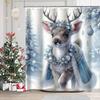 Christmas Tree Reindeer Bathing Curtain Bathroom Shower Curtain Waterproof With 12 Hooks Fishes Home Deco Free Ship