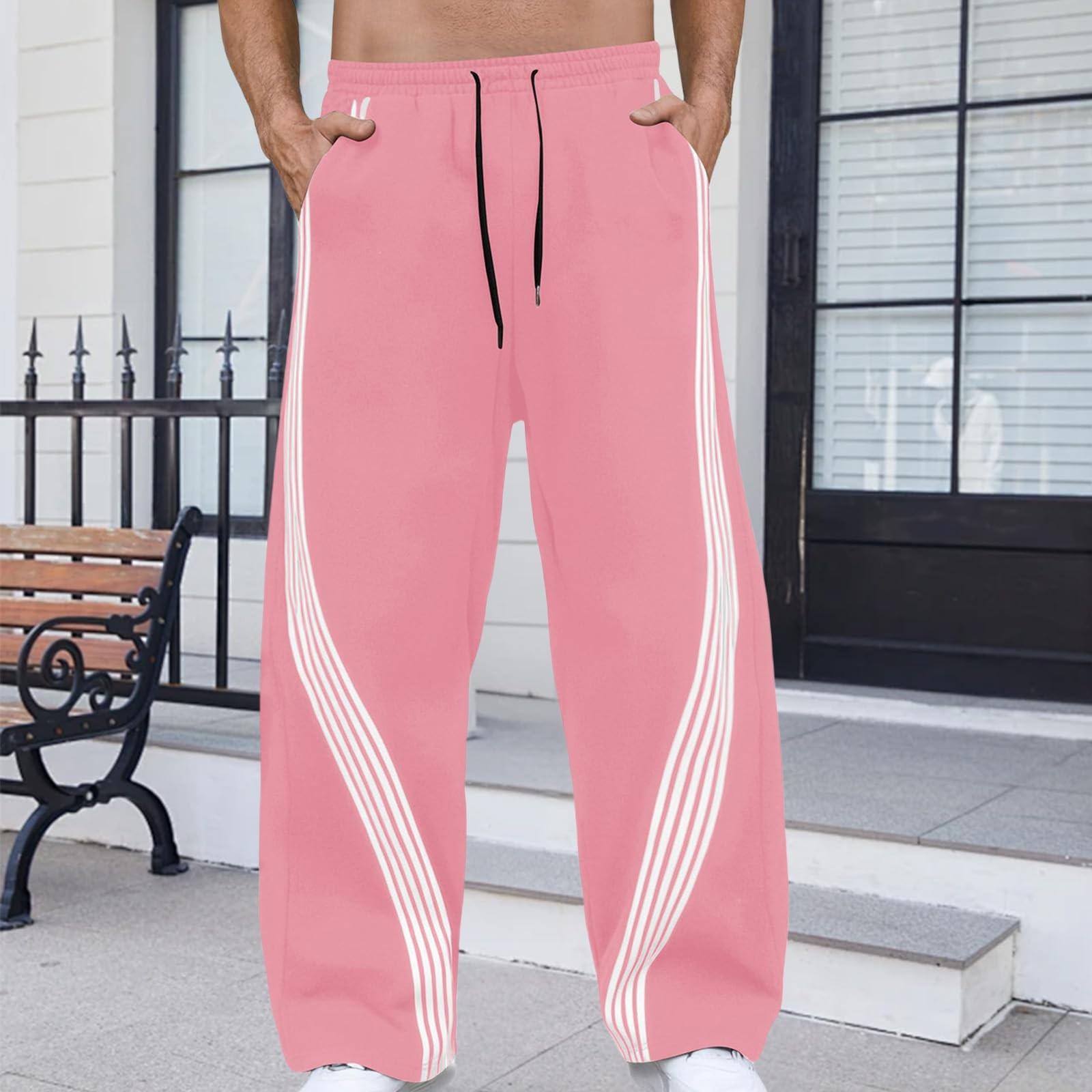 

Мужские спортивные брюки с петлями, Повседневные брюки с цветными блоками, Мужские свободные брюки M розовый