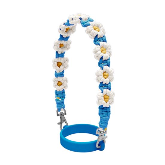 Water Bottle Handle Strap Handmade Flower 16-40oz Tumbler Silicone Safety Ring Cotton Rope Flower Sling Holder Carrier Lanyard Cup Accessories