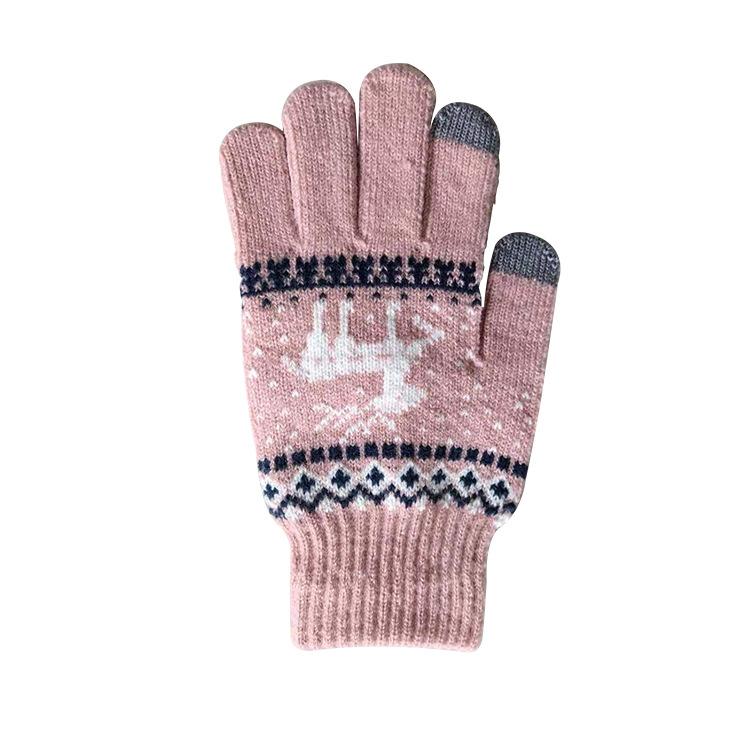 Winter Cold-proof Thin Plush Women's Gloves New Style Wool Plus Velvet Touch Screen Cycling Warm Knitted Gloves