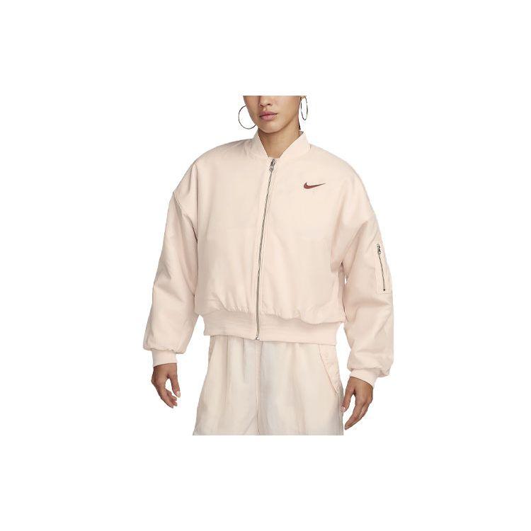 Nike Solid Color Reversible Casual Baseball Collar Jacket Women Jacket Guava-Ice FB8693-838