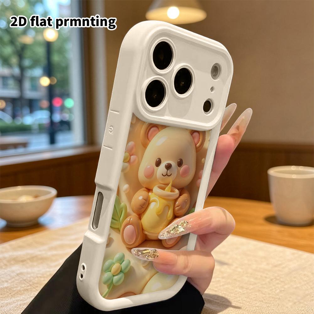 Phone case: 2D flat design, suitable for iPhone 18 17 16 15 14 13 Pro protective case, honey little bear, perfect Christmas and Halloween holiday gift